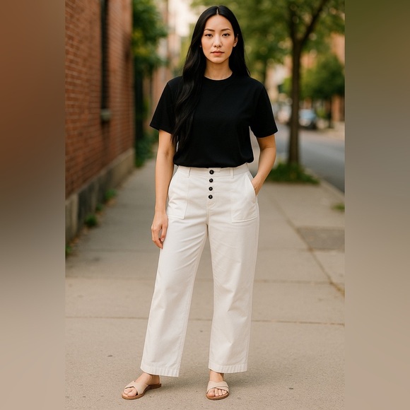 Boden White Capris with Button Detail - Picture 5 of 12